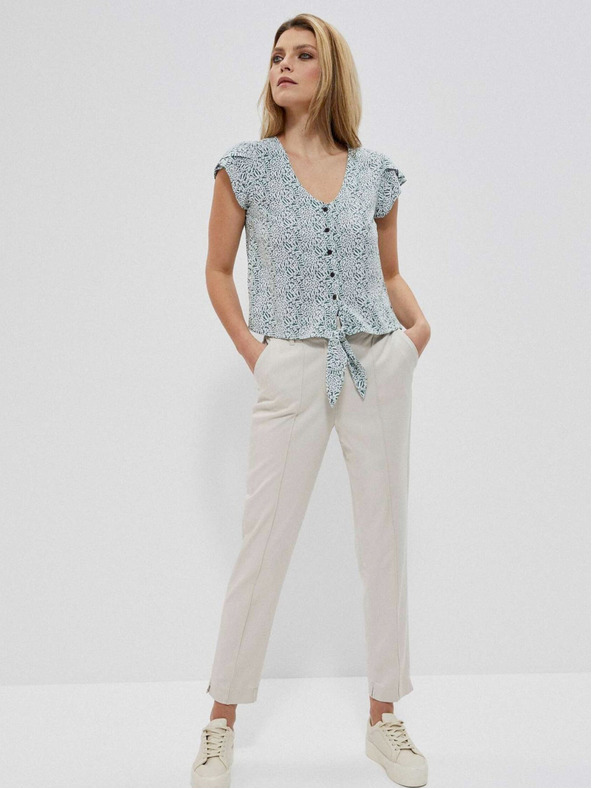 Moodo Bielo-zelená dámska vzorovaná košeľa Moodo