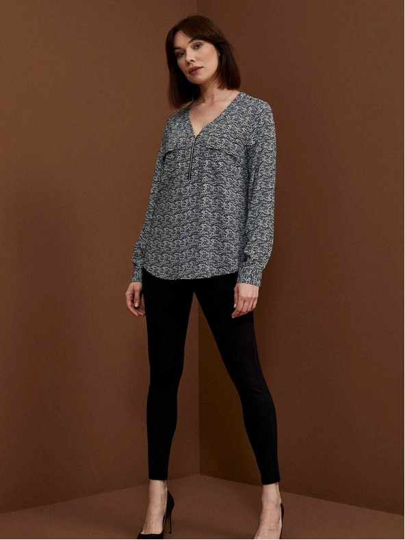 Moodo Bielo-čierna dámska vzorovaná blúzka Moodo