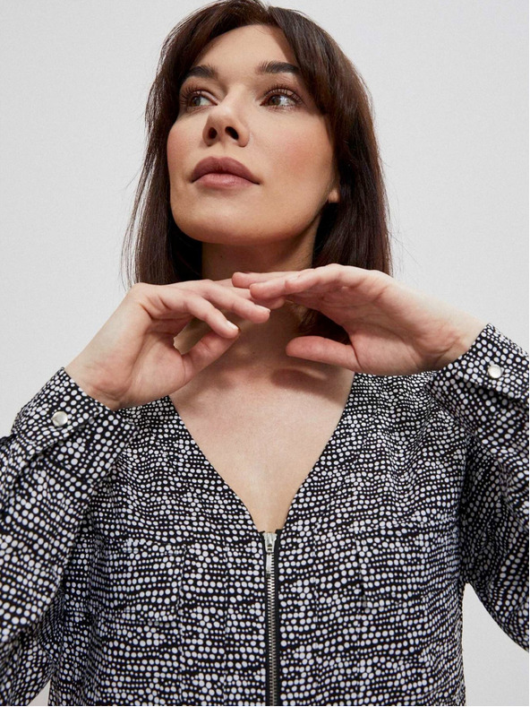 Moodo Bielo-čierna dámska vzorovaná blúzka Moodo