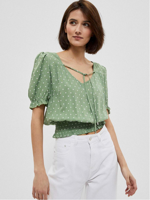 Moodo Zelená dámska bodkovaná blúzka Moodo