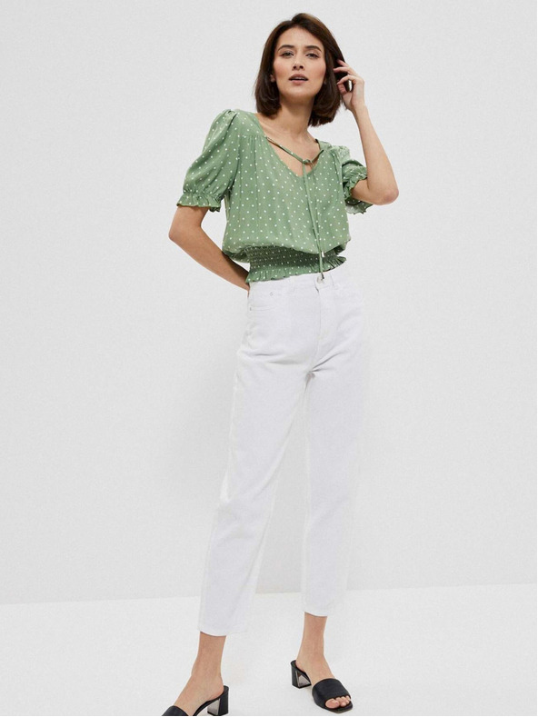 Moodo Zelená dámska bodkovaná blúzka Moodo