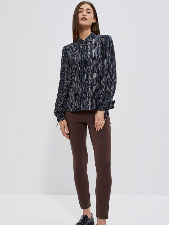 Moodo Tmavo modrá dámska vzorkovaná blúzka Moodo