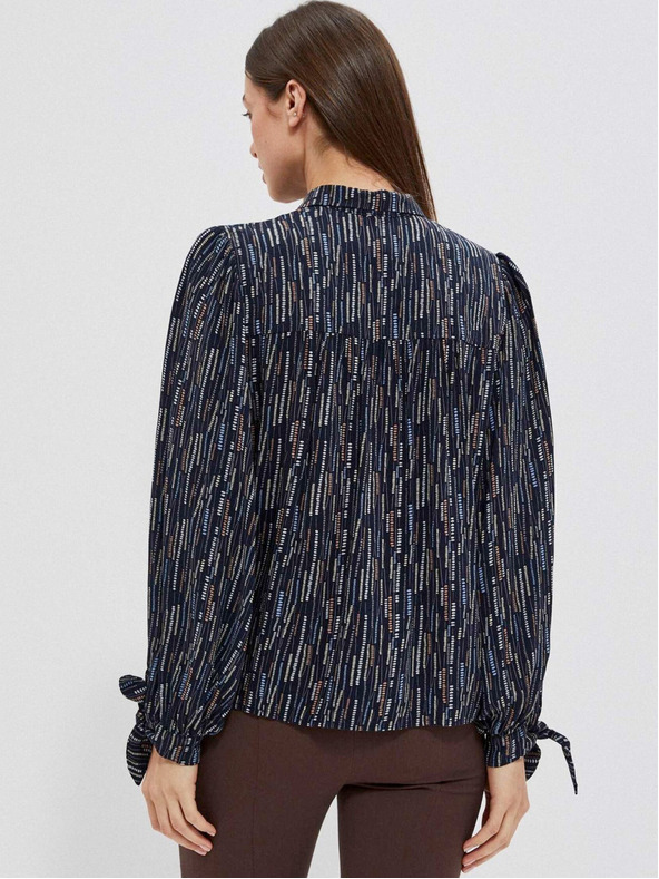 Moodo Tmavo modrá dámska vzorkovaná blúzka Moodo