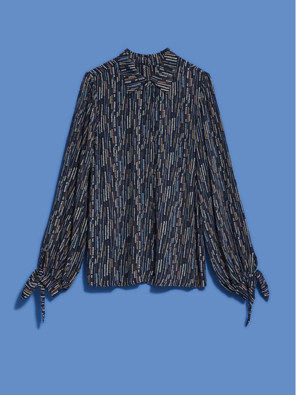 Moodo Tmavo modrá dámska vzorkovaná blúzka Moodo