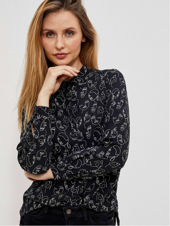 Moodo Čierne dámske tričko so vzorom Moodo