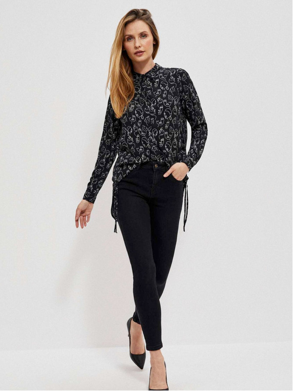 Moodo Čierne dámske tričko so vzorom Moodo