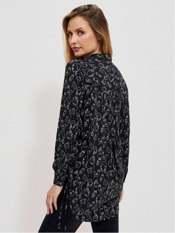 Moodo Čierne dámske tričko so vzorom Moodo