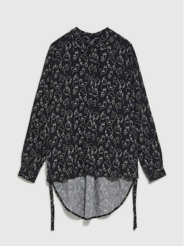 Moodo Čierne dámske tričko so vzorom Moodo