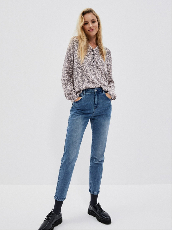 Moodo Bielo-sivá dámska vzorovaná košeľa Moodo