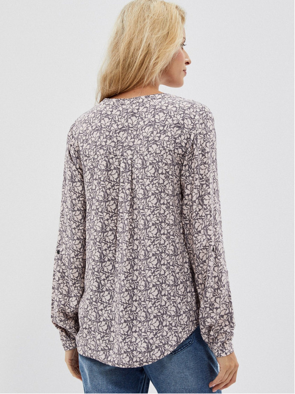 Moodo Bielo-sivá dámska vzorovaná košeľa Moodo