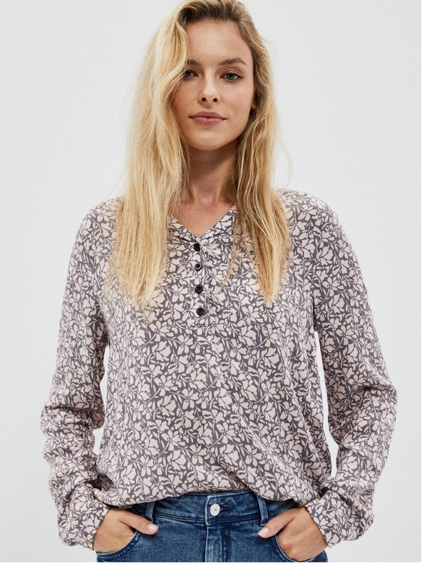 Moodo Bielo-sivá dámska vzorovaná košeľa Moodo