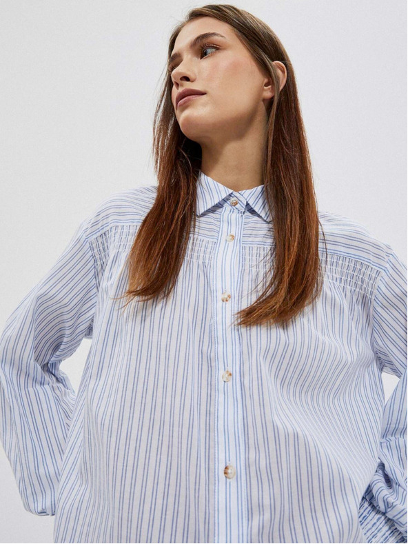 Moodo Bielo-modrá dámska pruhovaná košeľa Moodo
