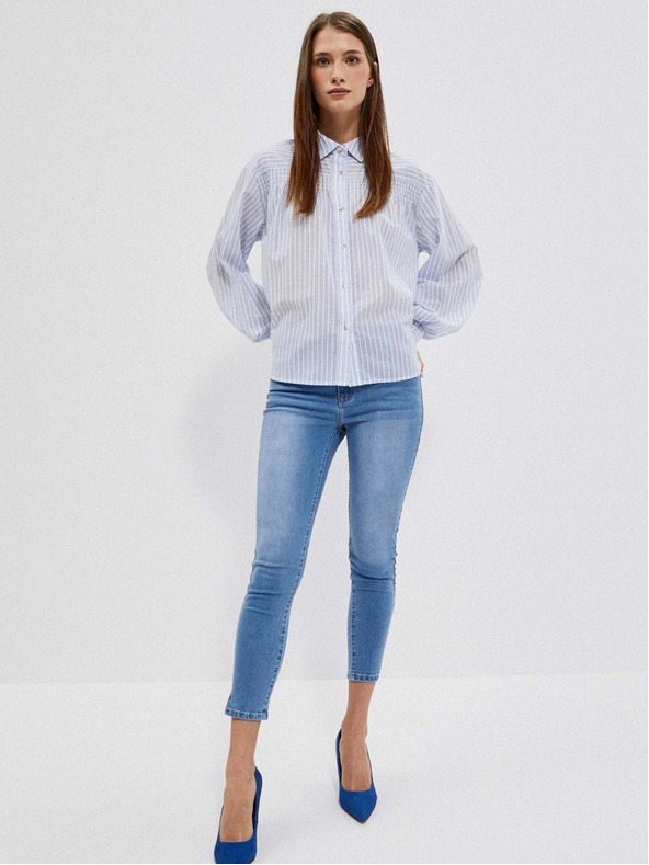 Moodo Bielo-modrá dámska pruhovaná košeľa Moodo