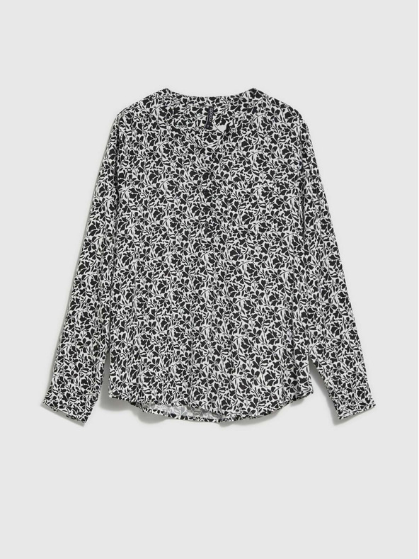 Moodo Bielo-čierna dámska kvetovaná košeľa Moodo