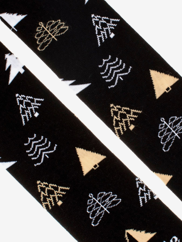 Fusakle Čierne dámske vzorované ponožky Fusakle Trees in Winter