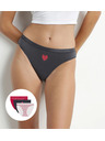 DIM DIM LES POCKETS COTTON SLIP 3x - Dámske bavlnené nohavičky 3 ks - čierna - biela - červená