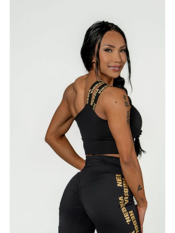Nebbia NEBBIA Dámska športová podprsenka INTENSE Asymetrická 841 Gold Nebbia