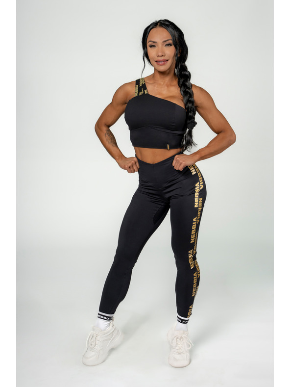 Nebbia NEBBIA Dámska športová podprsenka INTENSE Asymetrická 841 Gold Nebbia