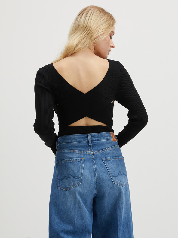 ONLY Čierny dámsky kardigán s rozparkom vzadu ONLY Emmy