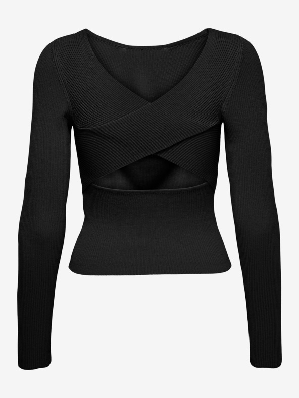 ONLY Čierny dámsky kardigán s rozparkom vzadu ONLY Emmy