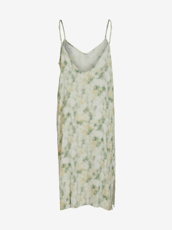 Vila Béžovo-zelené dámske vzorované midi šaty VILA Barina