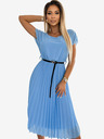 numoco Plisované midi šaty s čiernym opaskom - svetlomodré Numoco