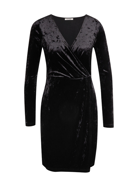Orsay Čierne dámske zamatové šaty ORSAY