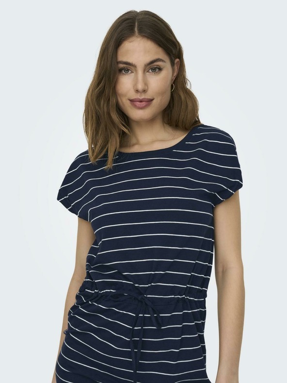 ONLY Bielo-modré dámske pruhované šaty ONLY