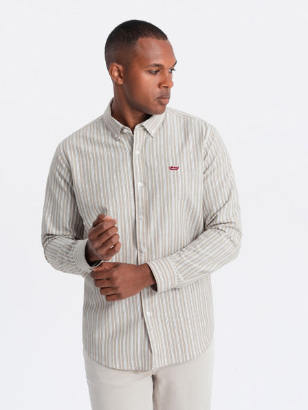 Ombre Clothing Pánska bavlnená košeľa REGULAR FIT s jemnými prúžkami Ombre Clothing