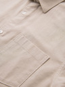 Ombre Clothing Pánska košeľa s krátkym rukávom a kubánskym golierom béžová Ombre Oblečenie