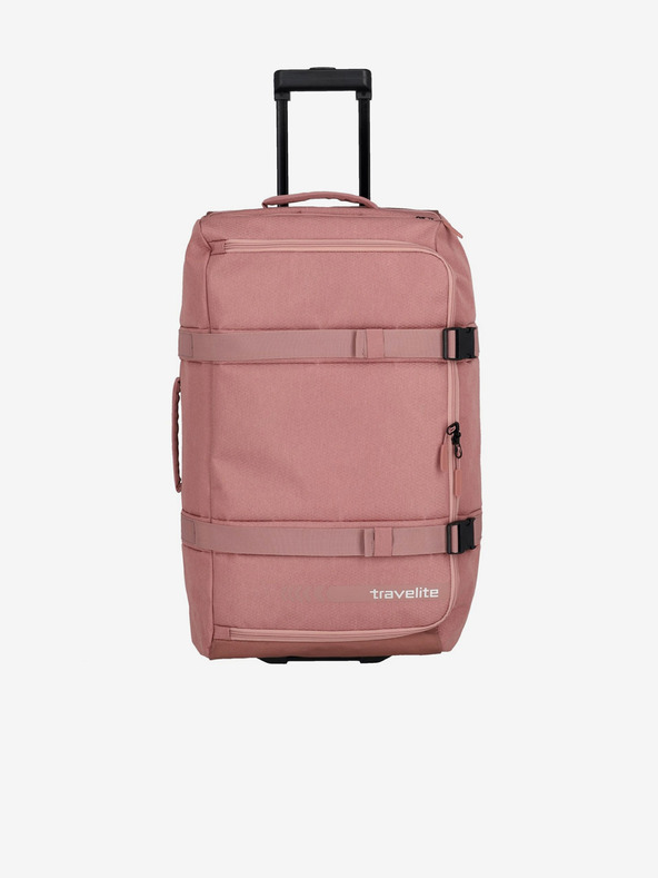 Travelite Ružová taška Travelite Kick Off Wheeled Duffle Bag L Rosé