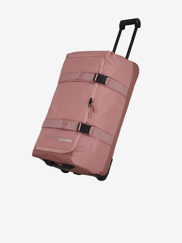 Travelite Ružová taška Travelite Kick Off Wheeled Duffle Bag L Rosé