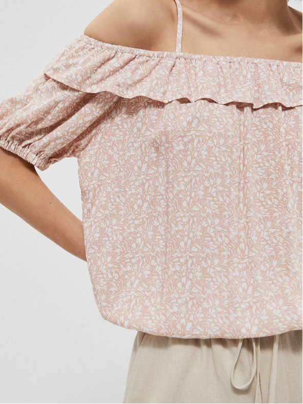 Moodo Svetlo ružová dámska vzorkovaná blúzka Moodo