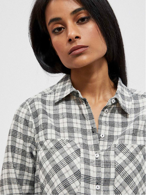 Moodo Čierno-biela dámska kockovaná košeľa Moodo