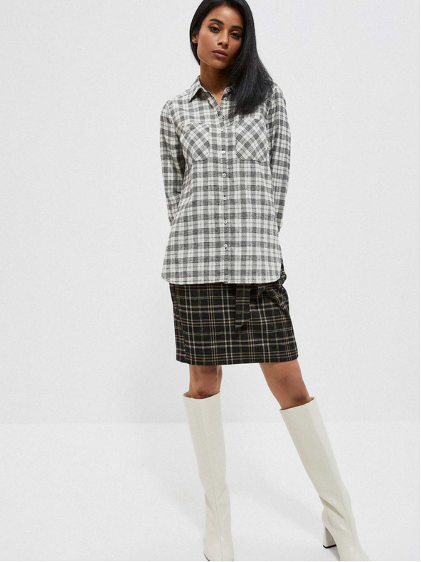 Moodo Čierno-biela dámska kockovaná košeľa Moodo