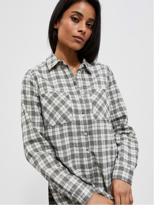 Moodo Čierno-biela dámska kockovaná košeľa Moodo