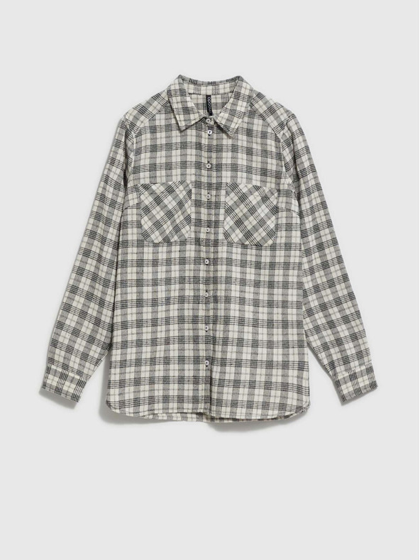 Moodo Čierno-biela dámska kockovaná košeľa Moodo