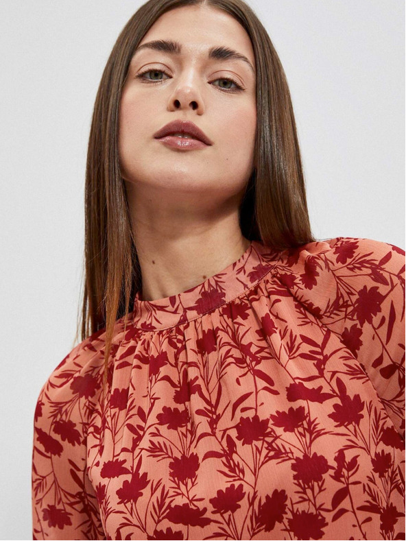 Moodo Vínovo-oranžová dámska kvetovaná blúzka Moodo