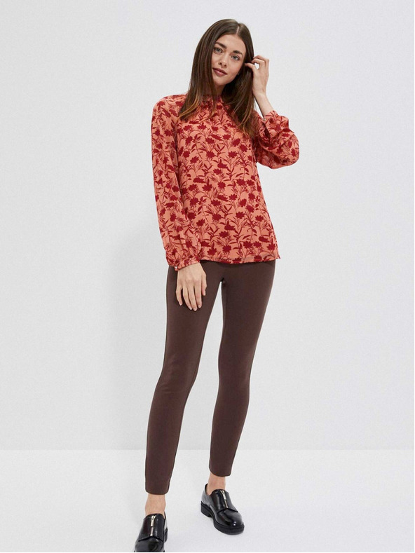 Moodo Vínovo-oranžová dámska kvetovaná blúzka Moodo