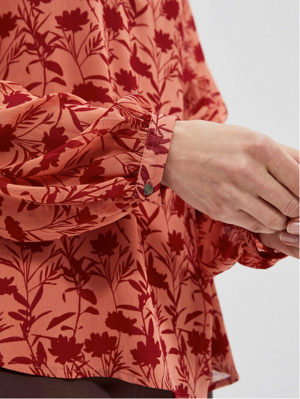 Moodo Vínovo-oranžová dámska kvetovaná blúzka Moodo