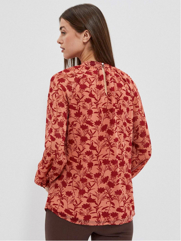 Moodo Vínovo-oranžová dámska kvetovaná blúzka Moodo