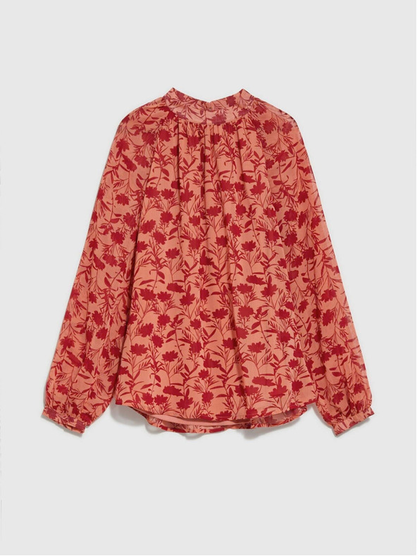 Moodo Vínovo-oranžová dámska kvetovaná blúzka Moodo