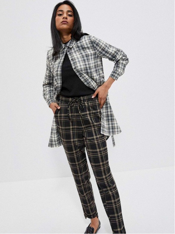 Moodo Bielo-sivá dámska kockovaná košeľa Moodo