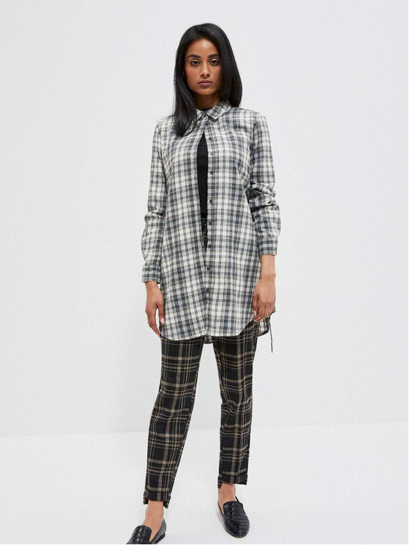 Moodo Bielo-sivá dámska kockovaná košeľa Moodo