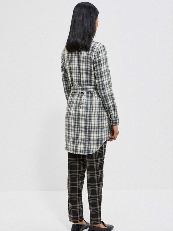 Moodo Bielo-sivá dámska kockovaná košeľa Moodo