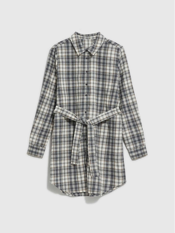 Moodo Bielo-sivá dámska kockovaná košeľa Moodo