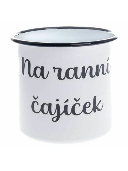 Casa de Engel Smaltový dekoračný hrnček "Na ranný čajík", 1000ml, 0/36