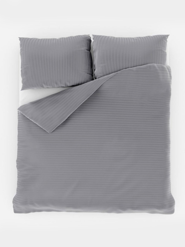 Kvalitex Saténové predĺžené posteľné obliečky s prúžkom 140x220, 70x90cm SVETLO SIVÉ