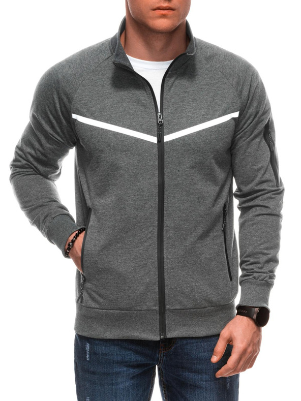 Edoti Pánska mikina na zips B1708 - sivá OTHER