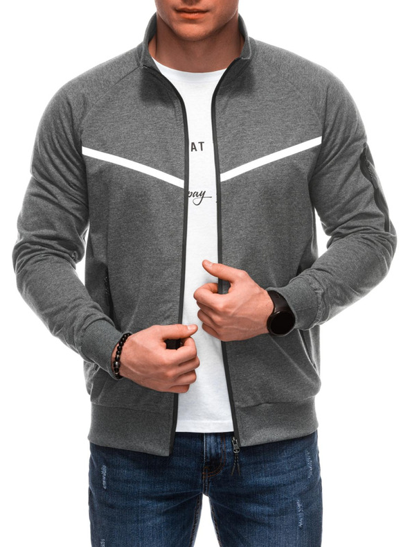 Edoti Pánska mikina na zips B1708 - sivá OTHER